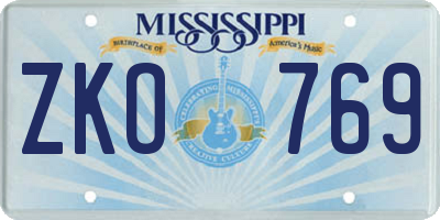MS license plate ZKO769