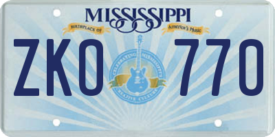 MS license plate ZKO770