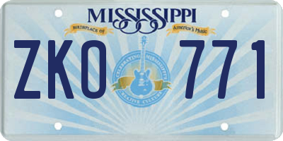 MS license plate ZKO771