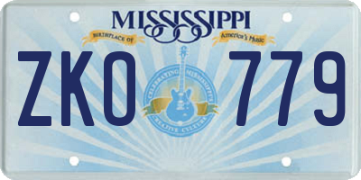 MS license plate ZKO779