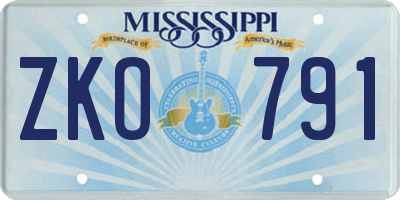 MS license plate ZKO791