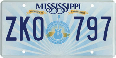 MS license plate ZKO797