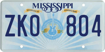 MS license plate ZKO804
