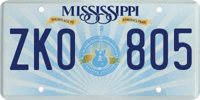 MS license plate ZKO805