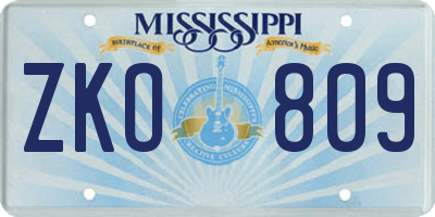 MS license plate ZKO809
