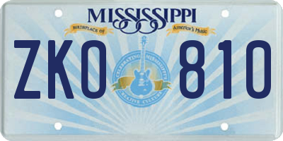 MS license plate ZKO810