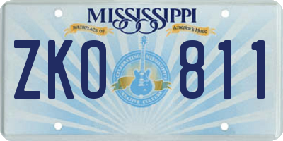 MS license plate ZKO811
