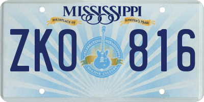 MS license plate ZKO816