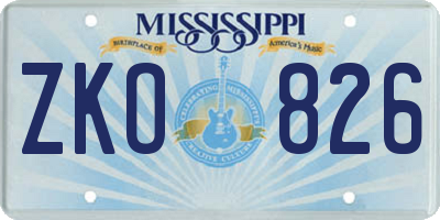 MS license plate ZKO826