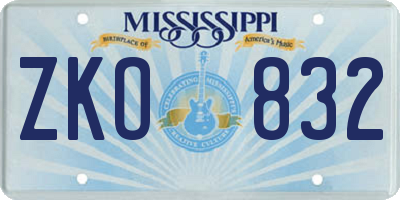 MS license plate ZKO832