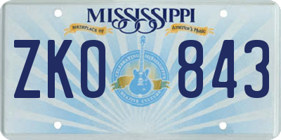MS license plate ZKO843