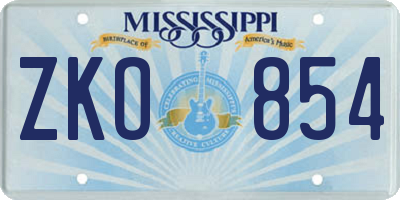 MS license plate ZKO854
