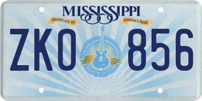 MS license plate ZKO856