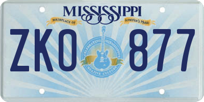 MS license plate ZKO877