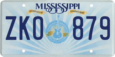 MS license plate ZKO879