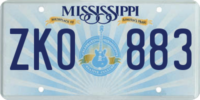 MS license plate ZKO883
