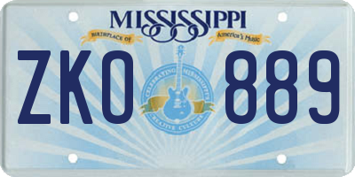 MS license plate ZKO889