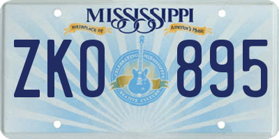 MS license plate ZKO895