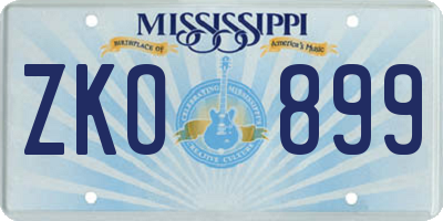 MS license plate ZKO899