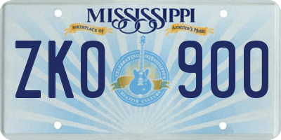 MS license plate ZKO900