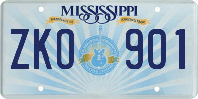 MS license plate ZKO901