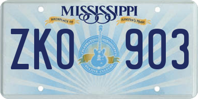 MS license plate ZKO903