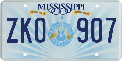 MS license plate ZKO907