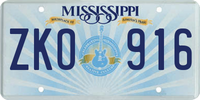 MS license plate ZKO916
