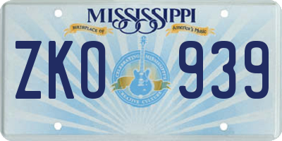 MS license plate ZKO939