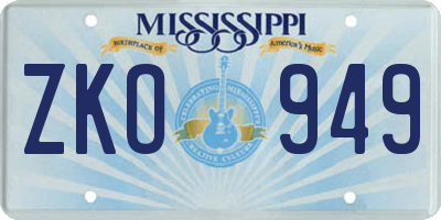 MS license plate ZKO949
