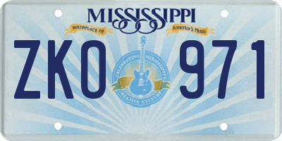 MS license plate ZKO971