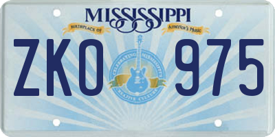 MS license plate ZKO975
