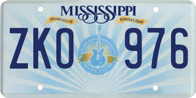 MS license plate ZKO976