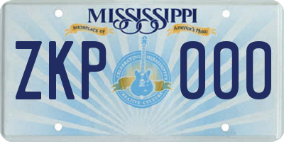 MS license plate ZKP000