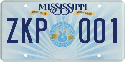 MS license plate ZKP001