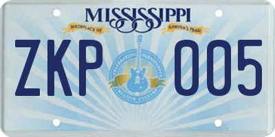 MS license plate ZKP005