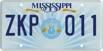 MS license plate ZKP011
