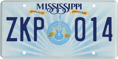MS license plate ZKP014