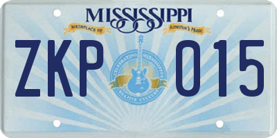 MS license plate ZKP015