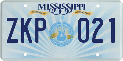 MS license plate ZKP021