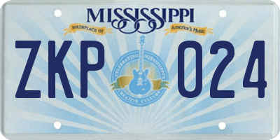 MS license plate ZKP024