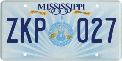 MS license plate ZKP027