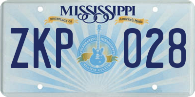 MS license plate ZKP028