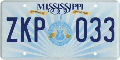 MS license plate ZKP033