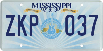 MS license plate ZKP037