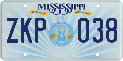 MS license plate ZKP038