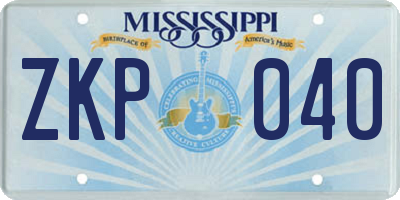 MS license plate ZKP040