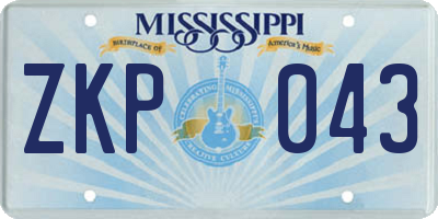 MS license plate ZKP043