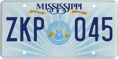 MS license plate ZKP045