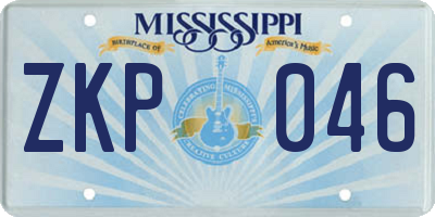 MS license plate ZKP046